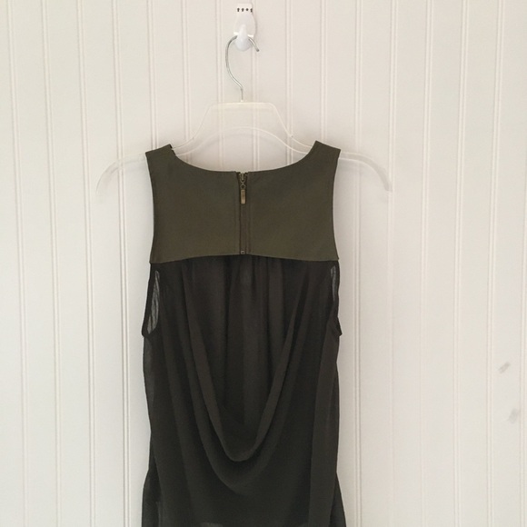 Double Zero Open Back Sleeveless Chiffon & Faux Sleeveless Top Olive Size Small - Picture 9 of 14